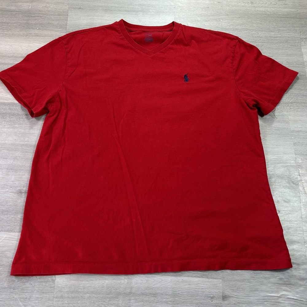 Polo Ralph Lauren Shirt Mens‎ Medium Red V Neck Classic Fit Pony Logo Tee